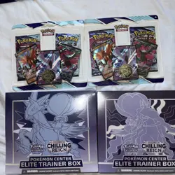 Pokemon Center Elite Trainer Box Error Chilling Reign 2 PC ETB SET+ Double Packs - Image 1