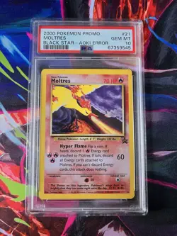 2000 Pokemon TCG Moltres #21 Black Star Promo PSA 10 | Aoki Error | Vintage - Image 1