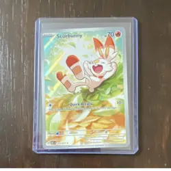 Pokemon Scorbunny Full Art 70 HP 10+ Attack Fire 225/217 Scarlet & Violet Holo - Image 1