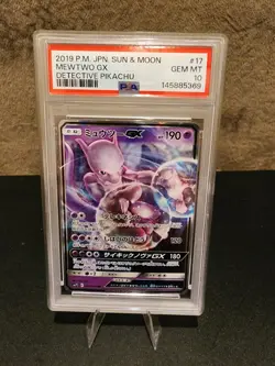2019 POKEMON Japanese sun & MOON DETECTIVE PIKACHU #17 MEWTWO GX PSA 10 - Image 1