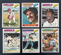 1977 TOPPS BASEBALL CARDS LOT • ROBIN YOUNT HOF THURMAN MUNSON TED SIMMONS HOF - Image 2