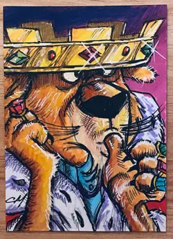 Prince John Robin Hood Disney PSC 1/1 Hand Drawn Sketch Card by CJ Morris ACEO - Image 1