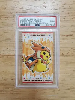 Pokemon PSA 9 MINT 2016 Poncho Pikachu Mega Charizard Y Japanese Business Card - Image 1