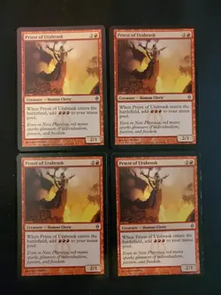 4x PRIEST OF URABRASK NEW PHYREXIA LP MTG MAGIC THE GATHERING Playset X4 4 ** - Image 1