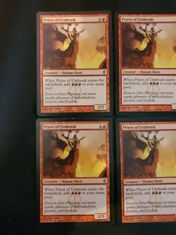 4x PRIEST OF URABRASK NEW PHYREXIA LP MTG MAGIC THE GATHERING Playset X4 4 ** - Image 2