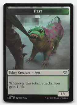 Fractal 5 // Pest 9 Double-Sided Token 5 // 9 Secrets of Strixhaven MTG NM - Image 1