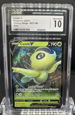 2021 POKEMON SWORD & SHIELD CHILLING REIGN #007 CELEBI V CGC Gem Mint 10 - Image 1
