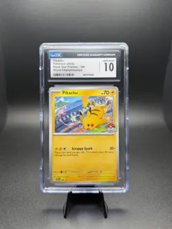 CGC Gem Mint 10 Pokemon Pikachu 2024 World Championship Black Star Promo SVP-190 - Image 1