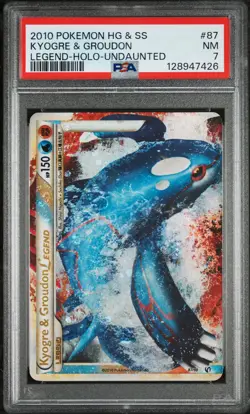 2010 Pokemon Heartgold & Soulsilver Kyogre & Groudon Legend Holo Undaunted PSA 7 - Image 1