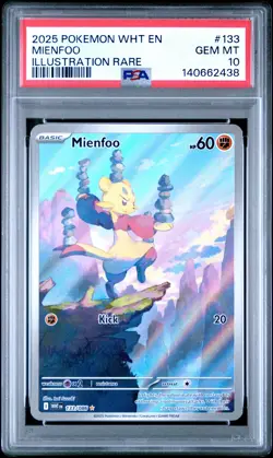 2025 POKEMON WHT EN-WHITE FLARE ILLUSTRATION RARE #133 MIENFOO PSA 10 - Image 1