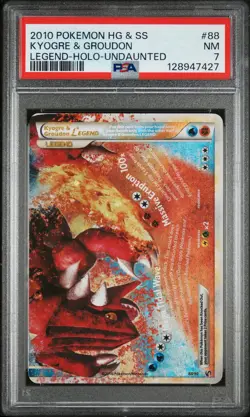 2010 Pokemon Heartgold & Soulsilver Kyogre & Groudon Legend Holo Undaunted PSA 7 - Image 1