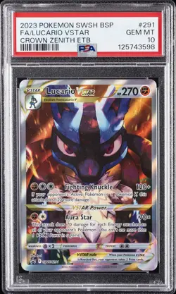 2023 POKEMON SWSH BLACK STAR PROMO #291 FULL ART/LUCARIO VSTAR PSA 10 - Image 1