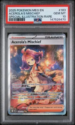 2025 POKEMON MEG EN-MEGA EVOLUTION #183 ACEROLA'S MISCHIEF PSA 10 - Image 1
