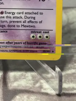 1999 Pokemon TCG Mewtwo Base Set Holo Unlimited Rare Card 10/102 MP - Image 4