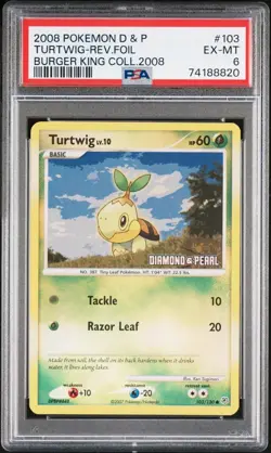 2008 Pokemon D&P 103 Turtwig - Reverse Foil Burger King Coll. PSA 6 - Image 1