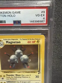 2000 Pokemon Game Magneton 9/130 - Holo - Base 2 Set. PSA 4 VG EX - Image 3