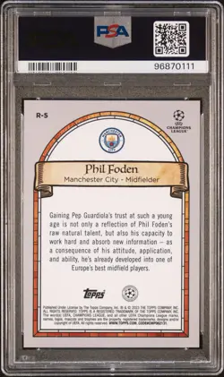 2022-23 Topps Merlin Chrome #R-5 Phil Foden Renaissance Case Hit SSP PSA 10 - Image 2