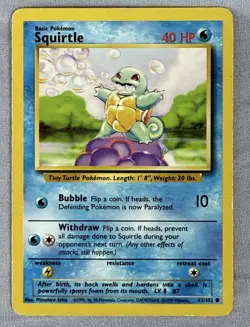 SQUIRTLE - 63/102 - Base Set - 4th Print UK Print 1999-2000 - Pokemon Card - Image 1