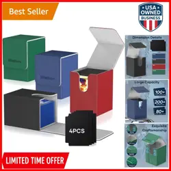 4 Pack Card Deck Box Leather Waterproof Holds 400+ Cards with Dividers - Image 1