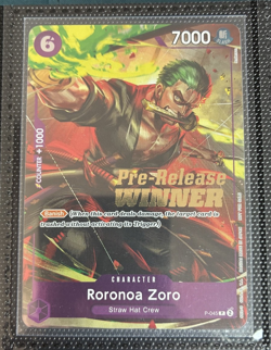 One Piece TCG - Roronoa Zoro P-045 - Pre-Release WINNER Promo - Gold Stamp - Min - Image 1