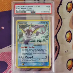 2007 Pokemon Gold Star EX Power Keepers Vaporeon Gold Star #102/108 Holo PSA 1 - Image 1