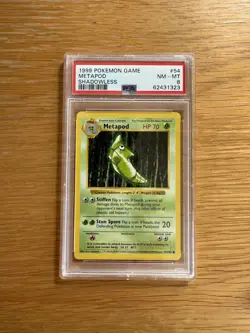 METAPOD 54/102 Base Set PSA 8 Shadowless Pokemon TCG card WOTC 1999 Graded - Image 1