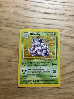 Authentic Nidoking Holo Rare from the 1999 Pokemon Base Set, card #11/102. - Image 1