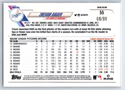 Trevor Bauer 2021 Topps Japan Edition Cherry #'d /99 RARE Los Angeles Dodgers - Image 2