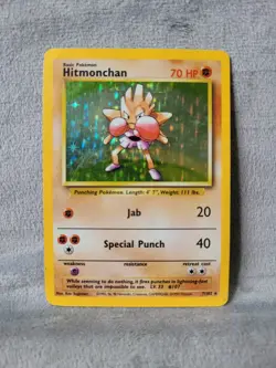 Hitmonchan 7/102 Base Set Holo Rare Vintage Pokemon Card - Image 1