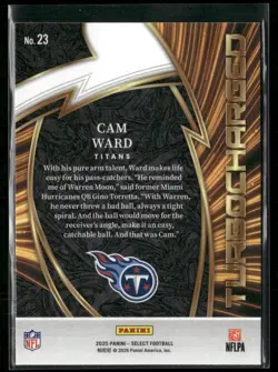 CAM WARD RC Lot 5 Card 2025 Prizm Select Rookies & Stars Titans Rookie Cards - Image 5