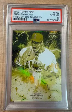 SHOHEI OHTANI - 2022 Topps Fire - Fired Up - FIU-2 Gold Minted - PSA 10 - 50/50 - Image 1