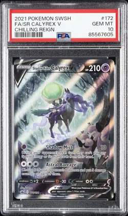 POKEMON SWORD & SHIELD CHILLING REIGN FULL ART/SHADOW RIDER CALYREX V PSA 10 - Image 1