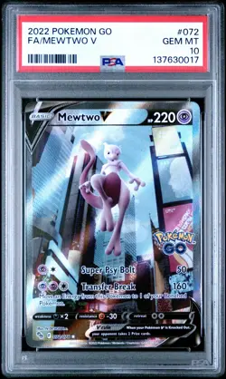 Mewtwo V Alternate Art 072/078 Pokemon GO PSA 10 Gem Mt - Image 1