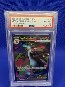 2025 POKEMON PFL EN-PHANTASMAL FLAMES ULTRA RARE #109 MEGA CHARIZARD X EX PSA 10 - Image 1