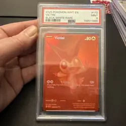 2025 POKEMON BLK EN-BLACK BOLT 172 VICTINI BLACK WHITE RARE PSA 9 - Image 1