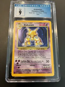 CGC 9 Alakazam Base Set Unlimited Holo Mint 1/102 1999 Pokemon - Image 1