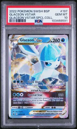 2022 Pokemon SWSH Black Star Promo Glaceon VStar Special Collection #197 PSA 10 - Image 1