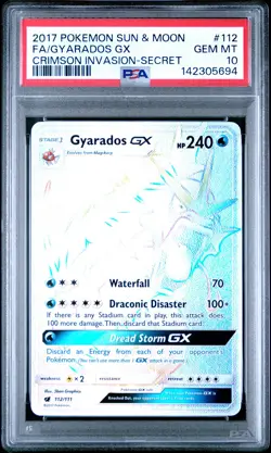 2017 POKEMON SUN & MOON CRIMSON INVASION SECRET #112 FULL ART/GYARADOS GX PSA 10 - Image 1