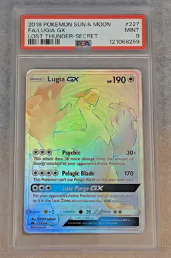Pokemon Lugia GX Lost Thunder Secret Rare Full Art #227 PSA 9 Mint - Image 1