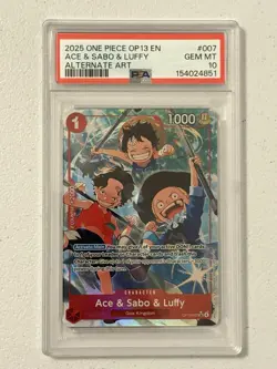 2025 One Piece OP13 EN Alternate Art #007 Ace & Sabo & Luffy PSA 10 - Image 1