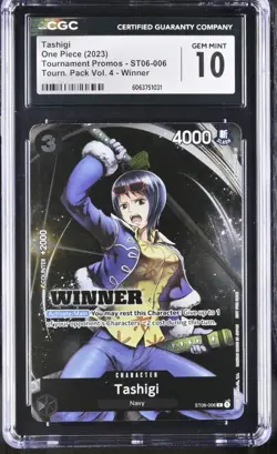 CGC Gem Mint 10 Tashigi ST06-006 Tournament Winner Pack Vol 4 One Piece POP 2 - Image 1