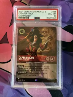 DISNEY LORCANA CAPTAIN HOOK MASTER SWORDSMAN ENCHANTED Graded PSA 10 - Image 1