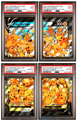 Full Set of 4 PSA 10 9 Pikachu V-Union 2021 Pokemon Celebration 139 140 141 142 - Image 1