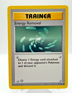 Pokemon Energy Removal 92/102 Base Set Shadowless 1st Edition LP GREY STAMP - Image 1