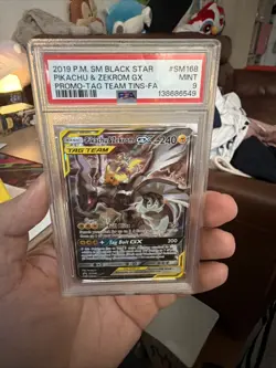 2019 POKEMON SM BLACK STAR PROMO #SM168 FULL ART/PIKACHU & ZEKROM GX PSA 9 - Image 1