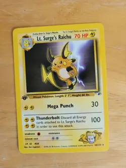 Pokemon Lt. Surge's Raichu, 1st Edition, N/M Condition, Stage 2 - Image 1