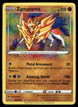 Zamazenta Holo 102/185 Amazing Rare SWSH04: Vivid Voltage Pokemon - Image 1