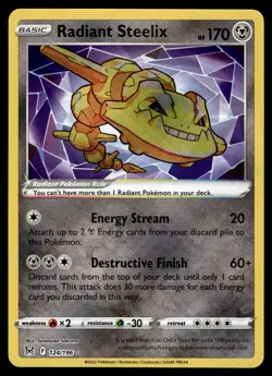 Radiant Steelix Holo 124/196 Radiant Rare SWSH11: Lost Origin Pokemon - Image 1