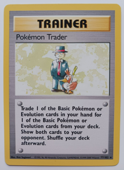 Pokemon Trader Pokemon Card WOTC 4th Print 1999-2000 Base Set 77/102 Rare LP - Image 1