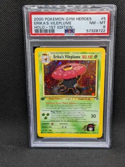 ERIKA'S VILEPLUME 5/132 1st Edition Gym Heroes Holo Rare 2000 Pokemon Card PSA 8 - Image 1